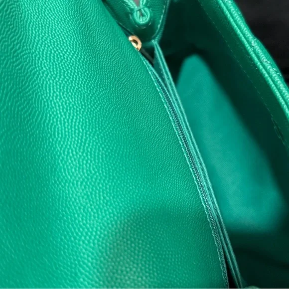 CHANEL Green Caviar Coco Top Handle Flap Bag Small GHW - Picture 14 of 15